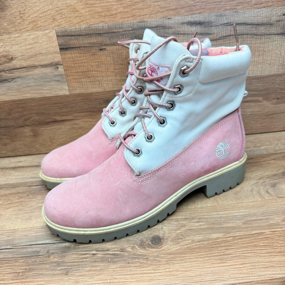 Timberland size 8 Pink and White Combat Boots with Chunky Soles - Picture 2 of 10